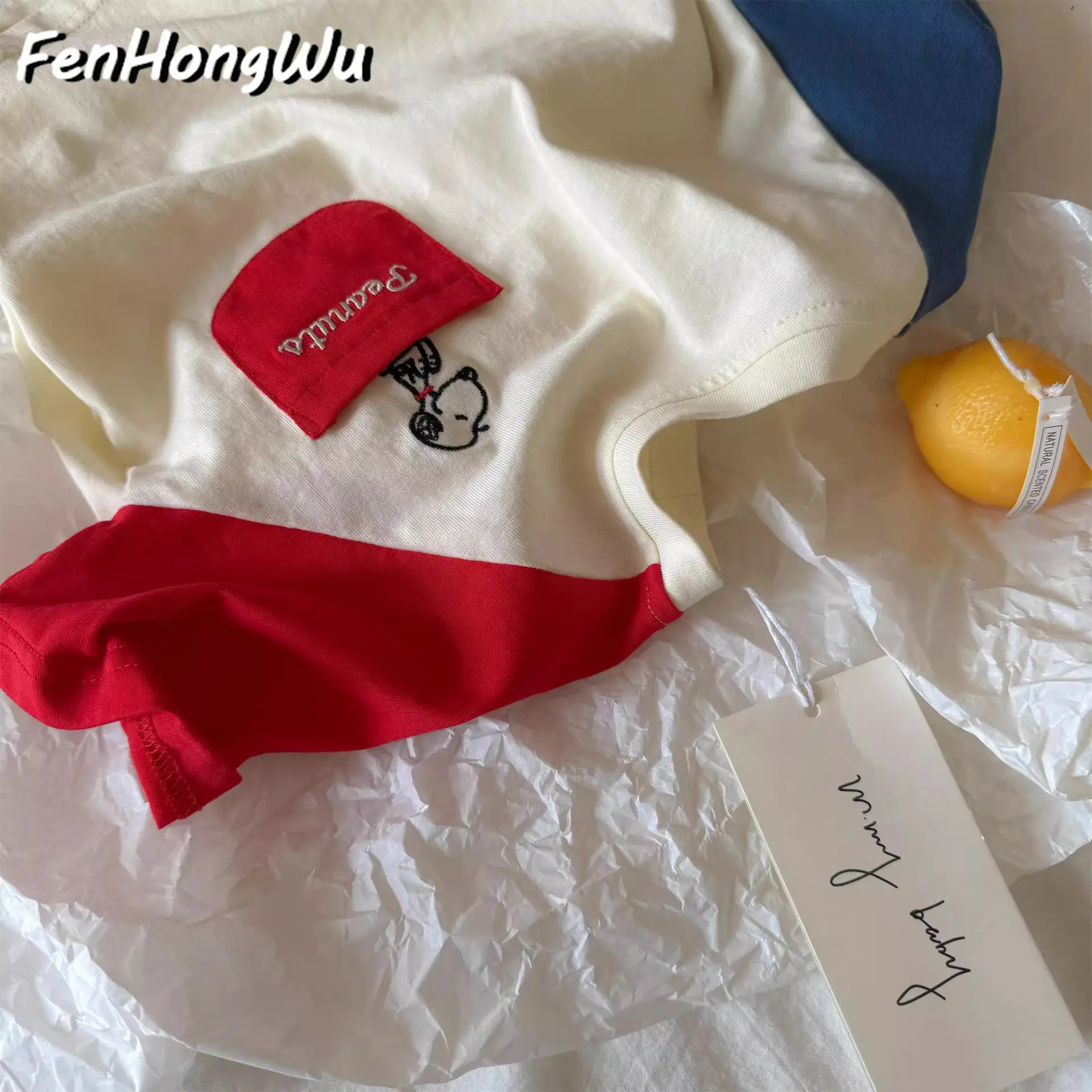 Children Cotton Short Sleeve T-Shirt Red Peanuts Design — feature 12
