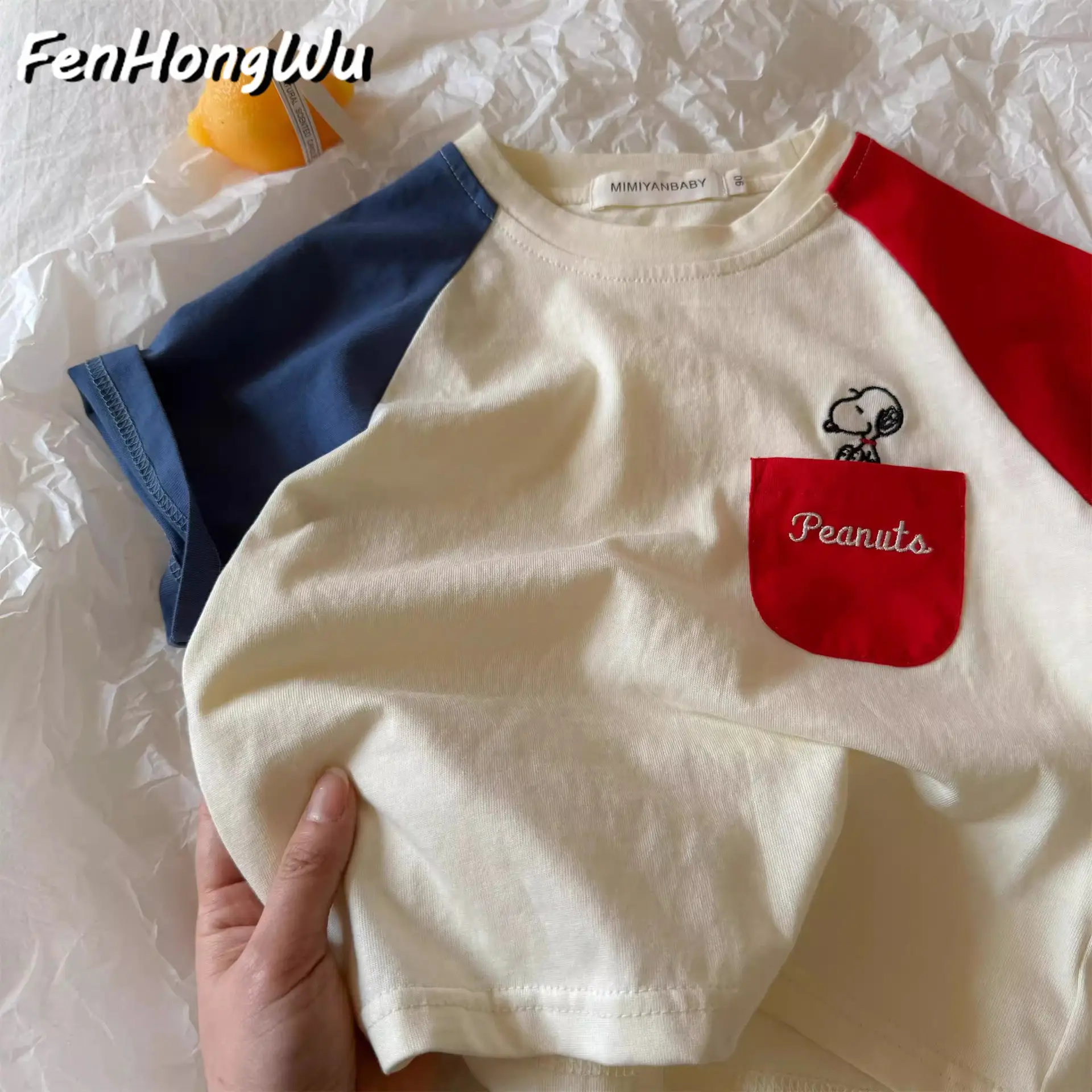 Children Cotton Short Sleeve T-Shirt Red Peanuts Design — feature 14