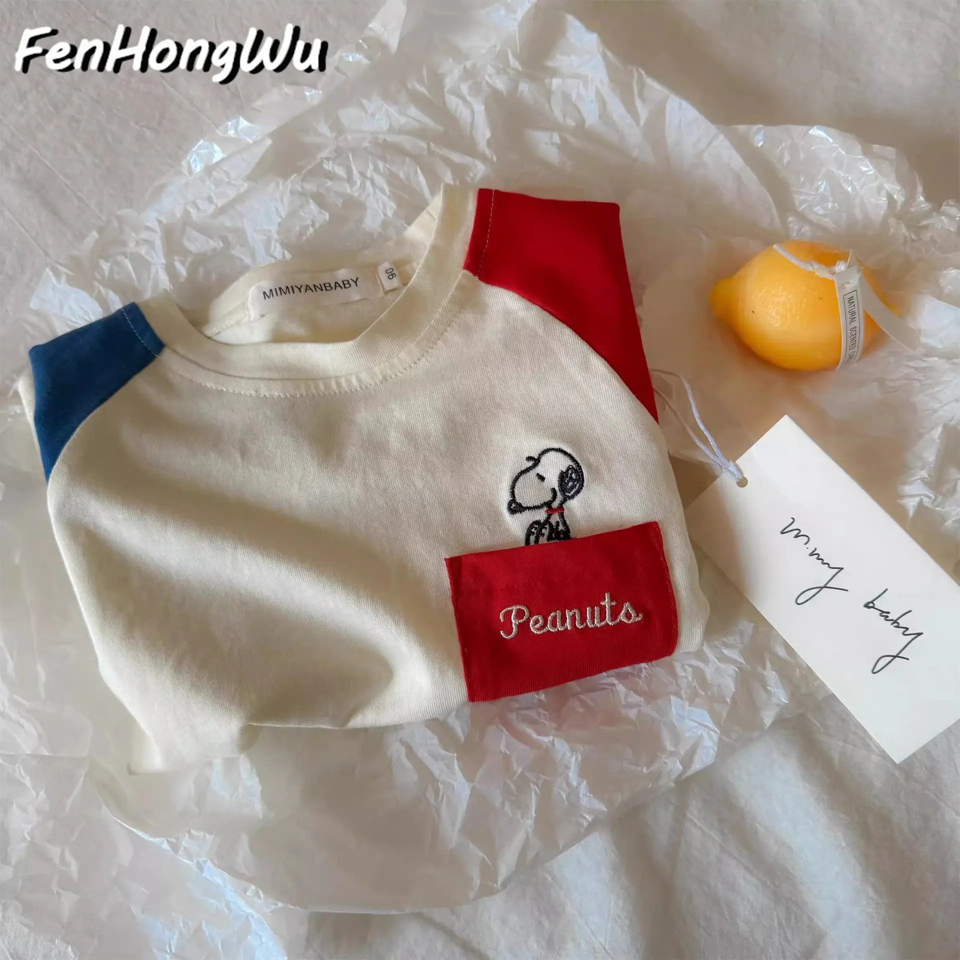 Children Cotton Short Sleeve T-Shirt Red Peanuts Design — feature 9
