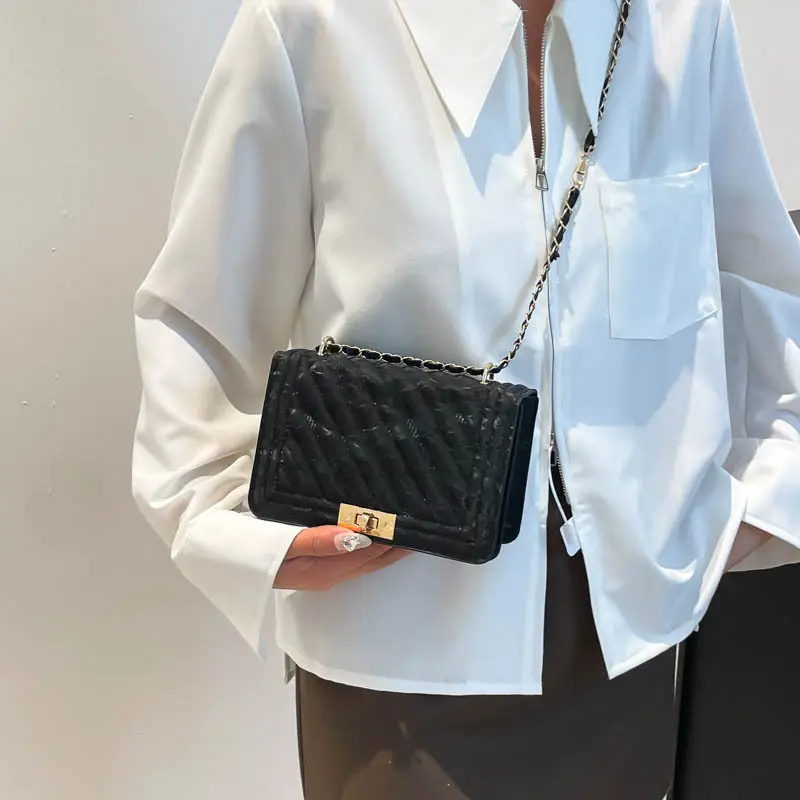 Pink Quilted Chain Crossbody Bag for Women