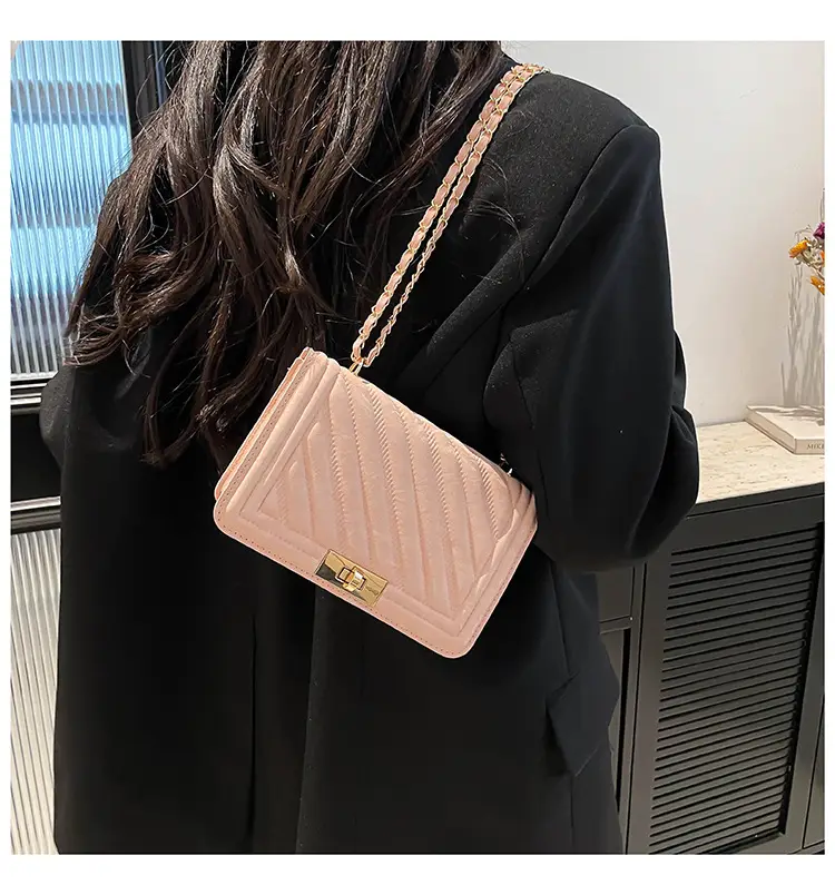 Pink Quilted Chain Crossbody Bag for Women — feature 13