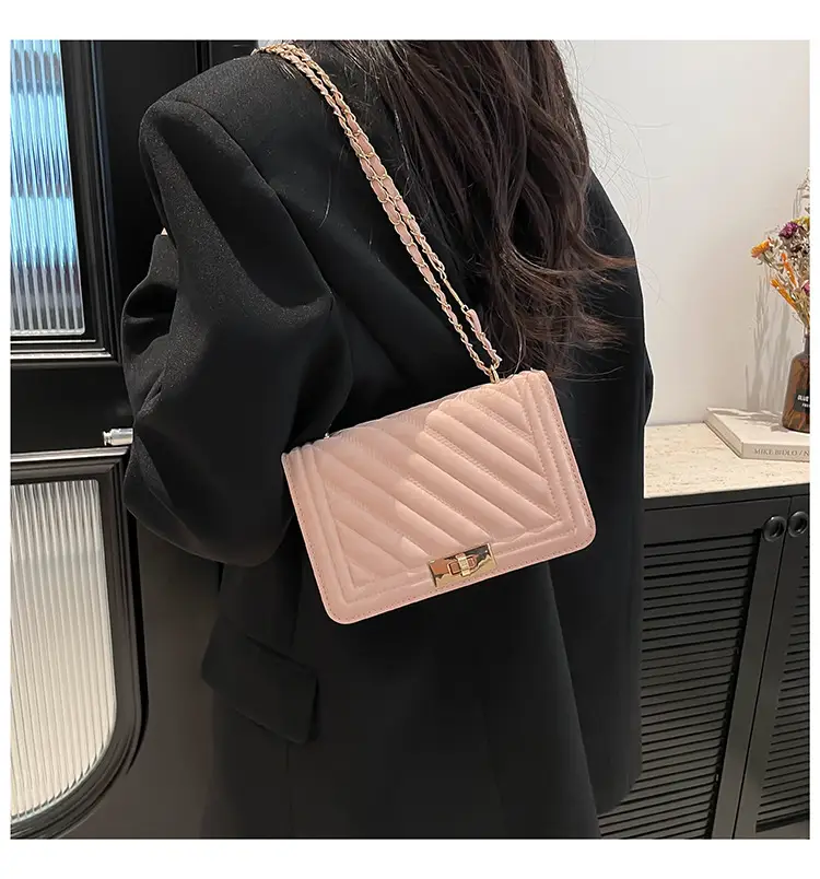 Pink Quilted Chain Crossbody Bag for Women — feature 15