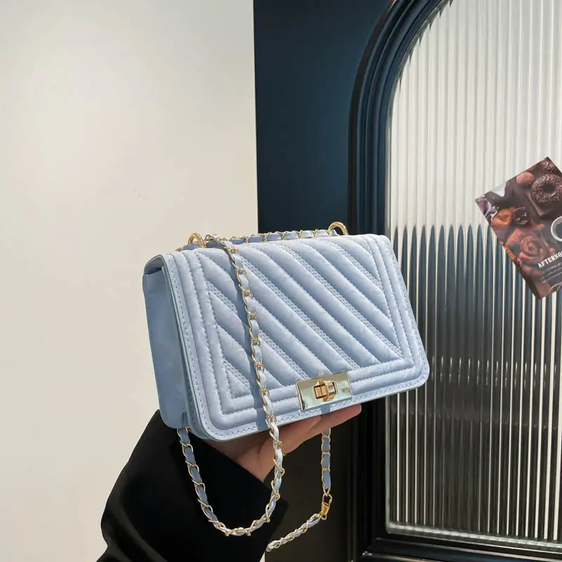 Pink Quilted Chain Crossbody Bag for Women