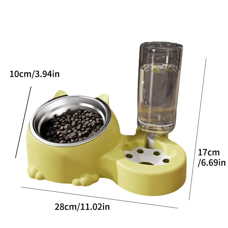 Cat bowl two-in-one double bowl automatic drinking cat food dog food basin pet universal bowl neck protection anti-knock feeder
