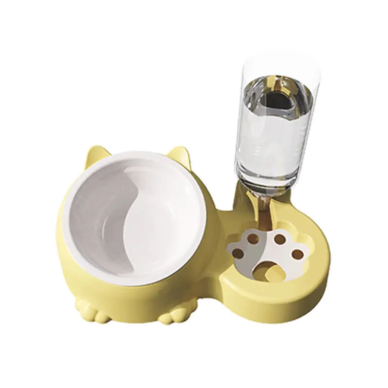 Cat bowl two-in-one double bowl automatic drinking cat food dog food basin pet universal bowl neck protection anti-knock feeder