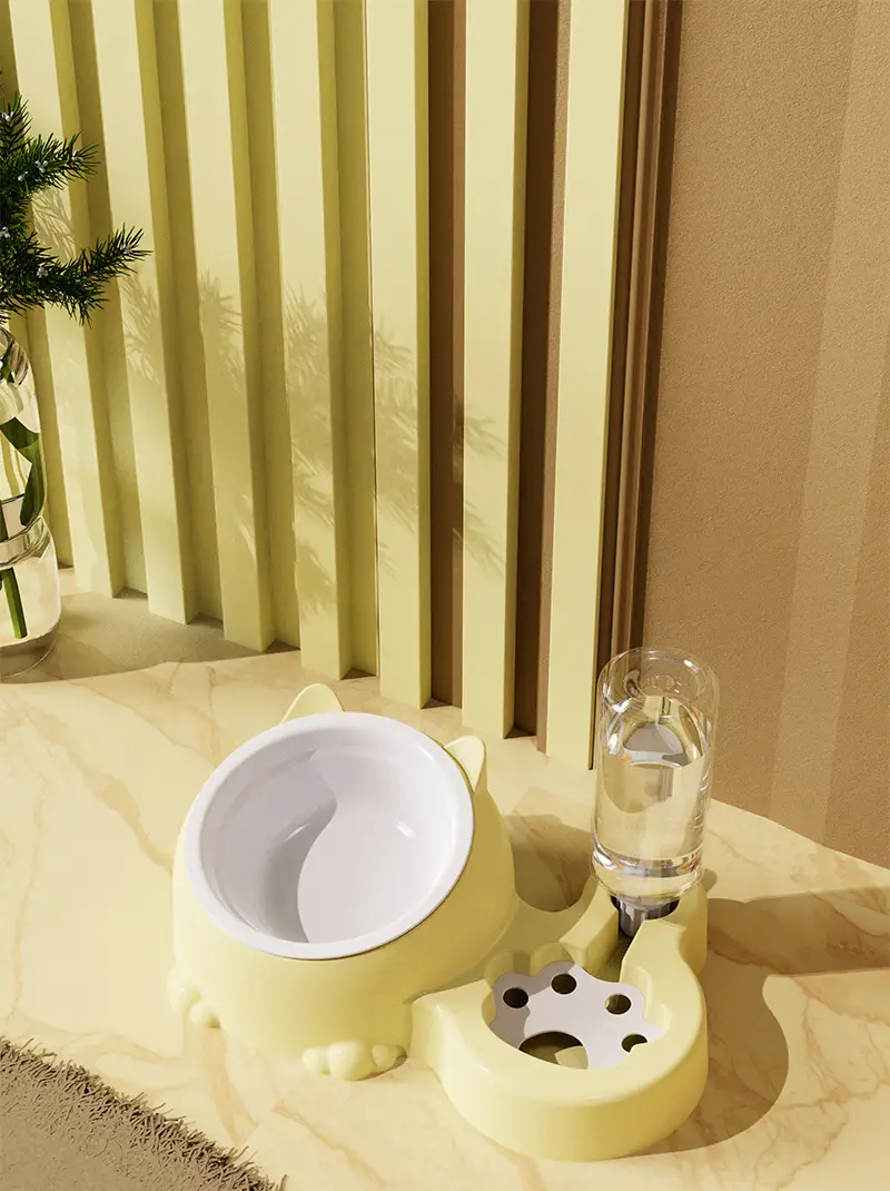 Cat bowl two-in-one double bowl automatic drinking cat food dog food basin pet universal bowl neck protection anti-knock feeder — feature 1