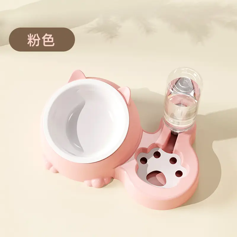 Cat bowl two-in-one double bowl automatic drinking cat food dog food basin pet universal bowl neck protection anti-knock feeder — feature 14