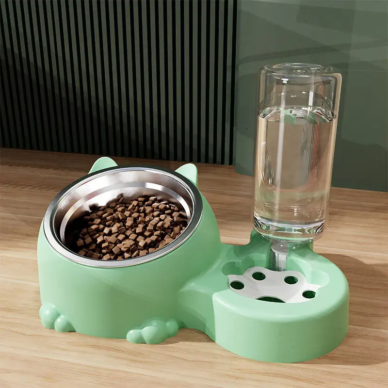 Cat bowl two-in-one double bowl automatic drinking cat food dog food basin pet universal bowl neck protection anti-knock feeder