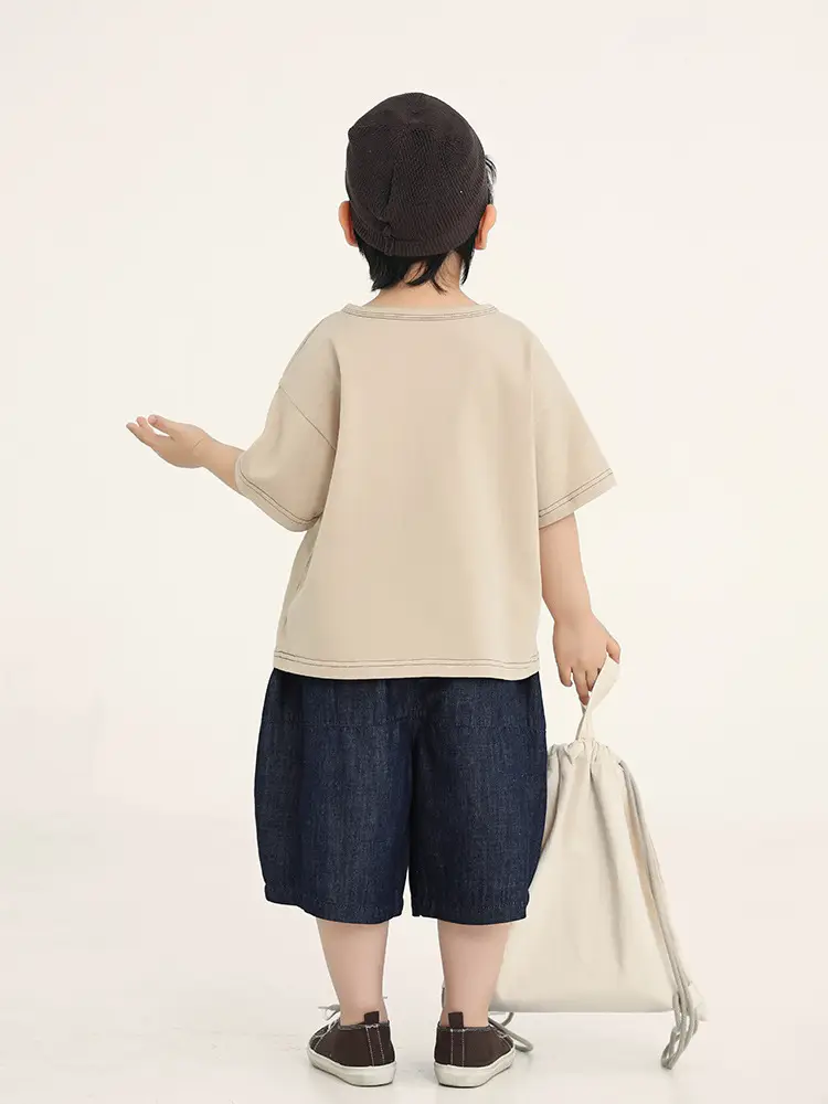 Boys Cotton T-Shirt Brown Loose Summer Wear