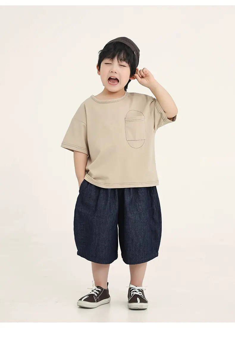 Boys Cotton T-Shirt Brown Loose Summer Wear — feature 11
