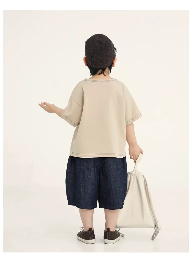Boys Cotton T-Shirt Brown Loose Summer Wear — feature 14