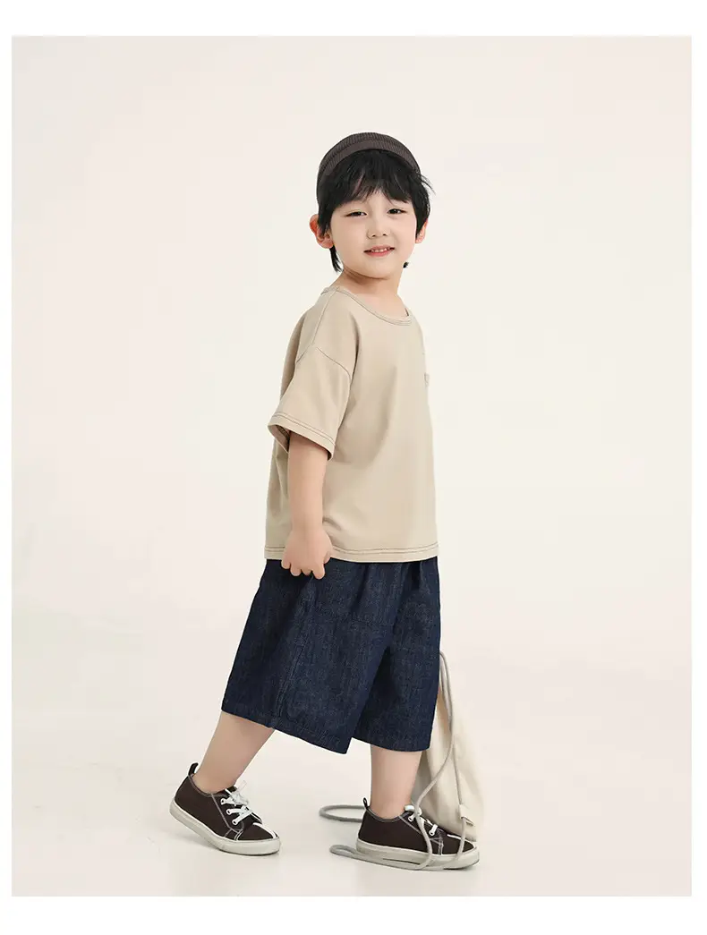 Boys Cotton T-Shirt Brown Loose Summer Wear — feature 15