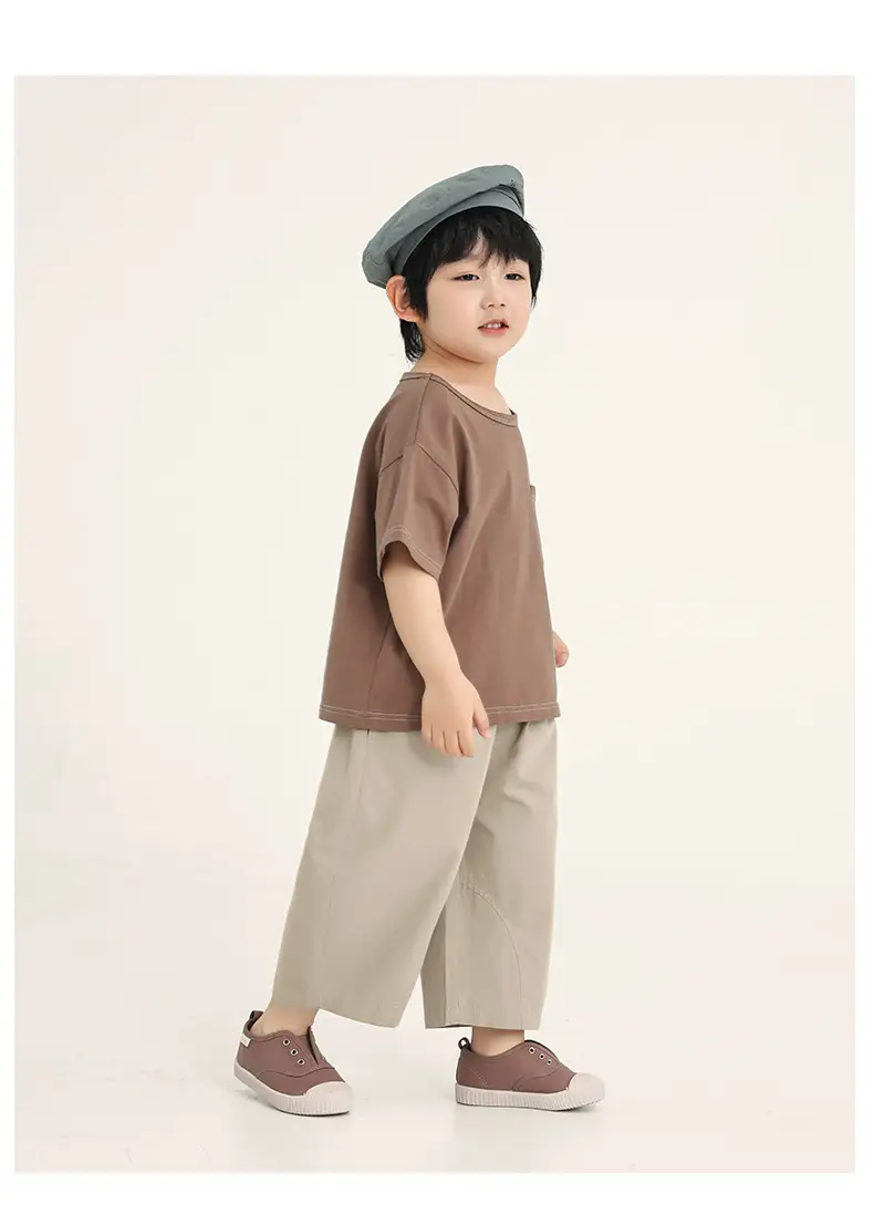 Boys Cotton T-Shirt Brown Loose Summer Wear — feature 19