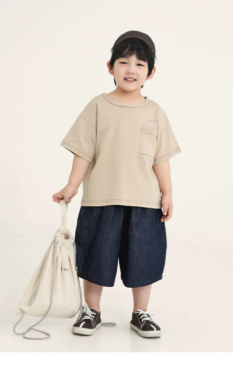 Boys Cotton T-Shirt Brown Loose Summer Wear — feature 2
