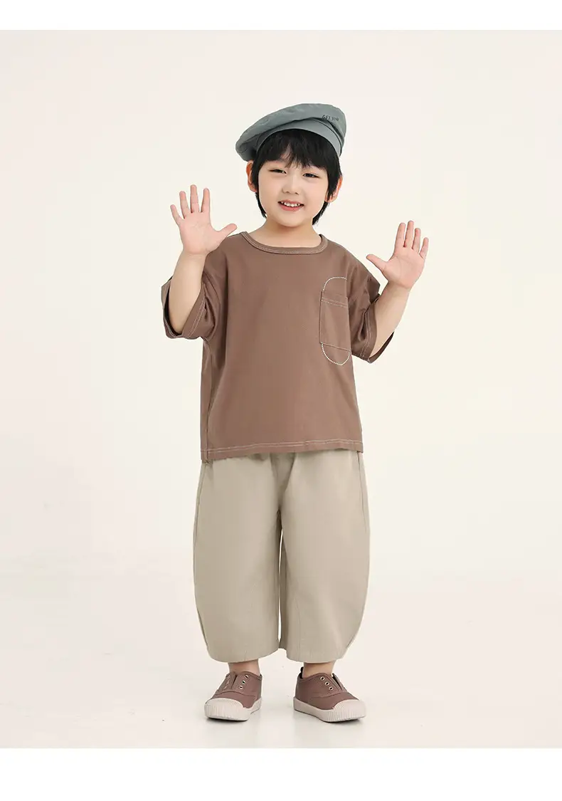 Boys Cotton T-Shirt Brown Loose Summer Wear — feature 20