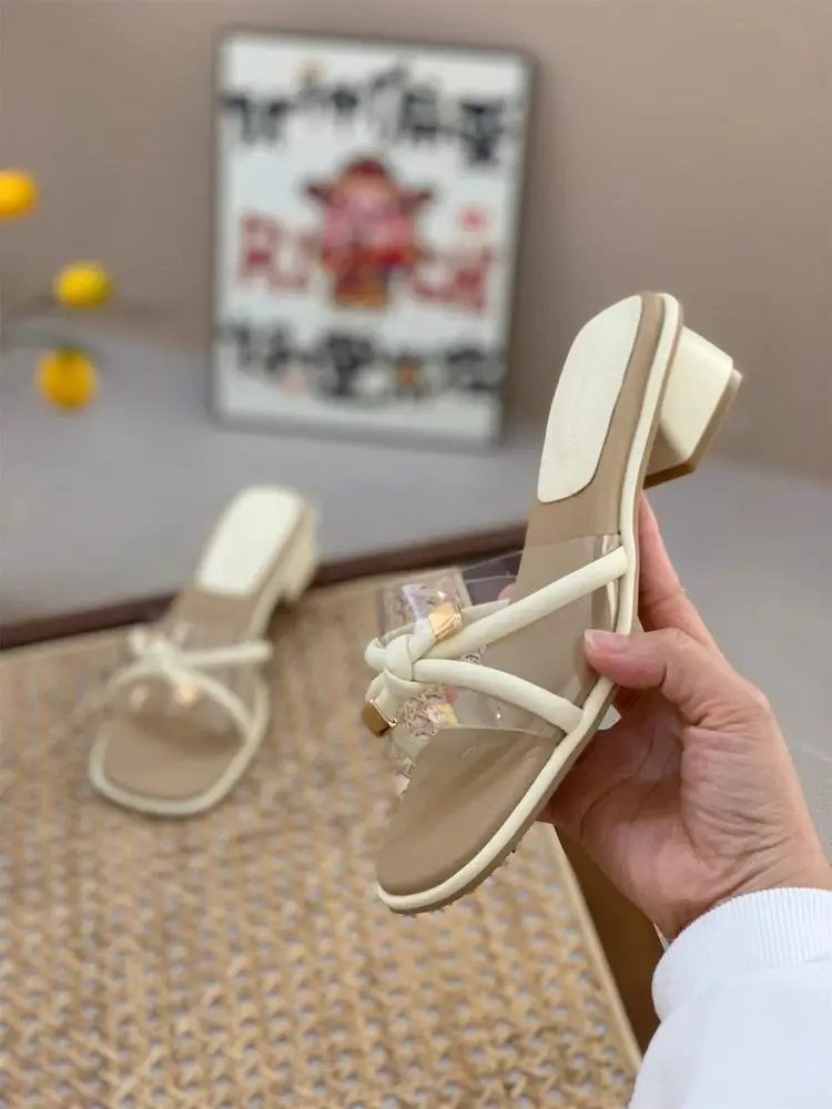 Women Square Heel Sandals Summer 2025 Beige — feature 11