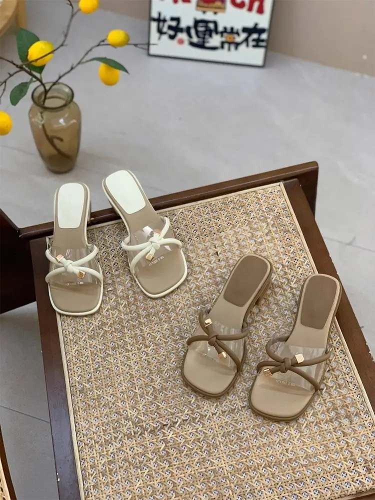 Women Square Heel Sandals Summer 2025 Beige — feature 4