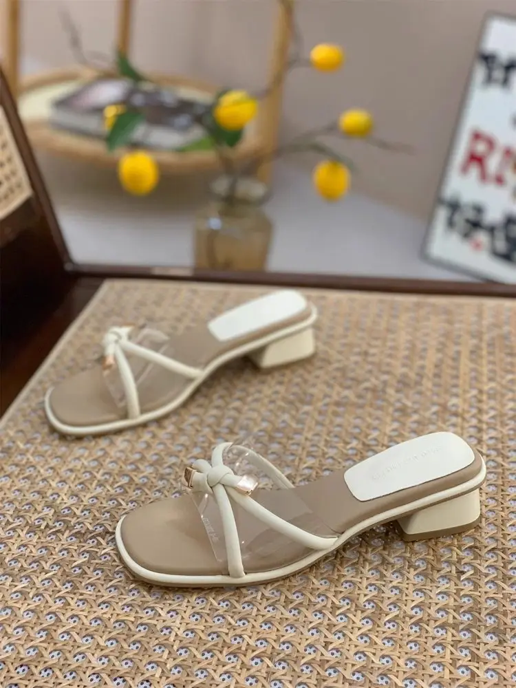 Women Square Heel Sandals Summer 2025 Beige — feature 5