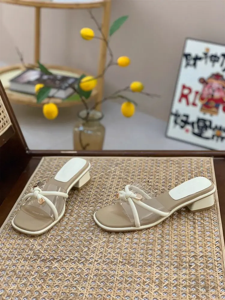 Women Square Heel Sandals Summer 2025 Beige — feature 6