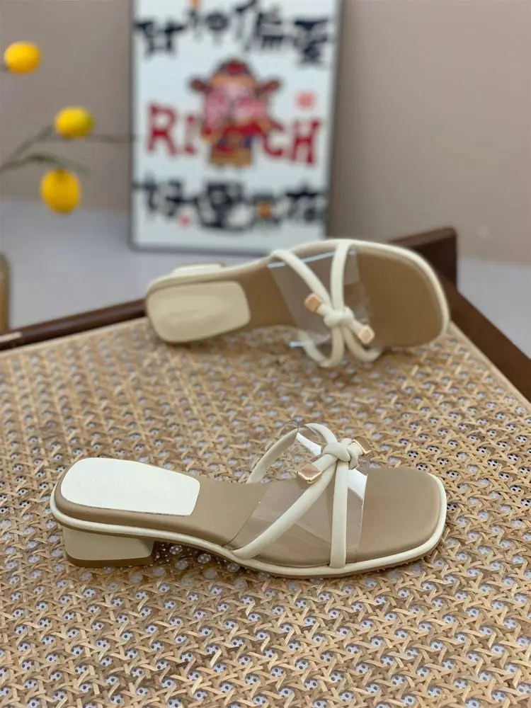 Women Square Heel Sandals Summer 2025 Beige — feature 7