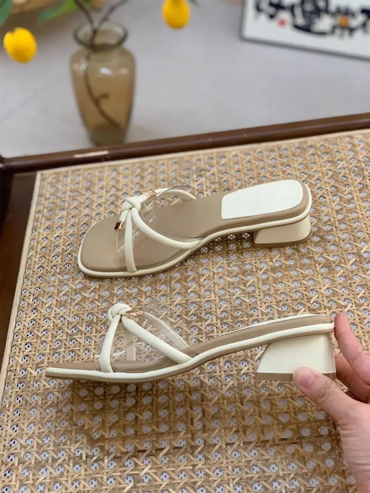 Women Square Heel Sandals Summer 2025 Beige — feature 8