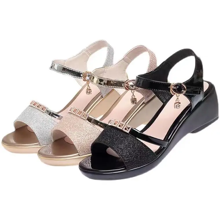 2025 Silver Rhinestone Wedge Sandals for Women — feature 11