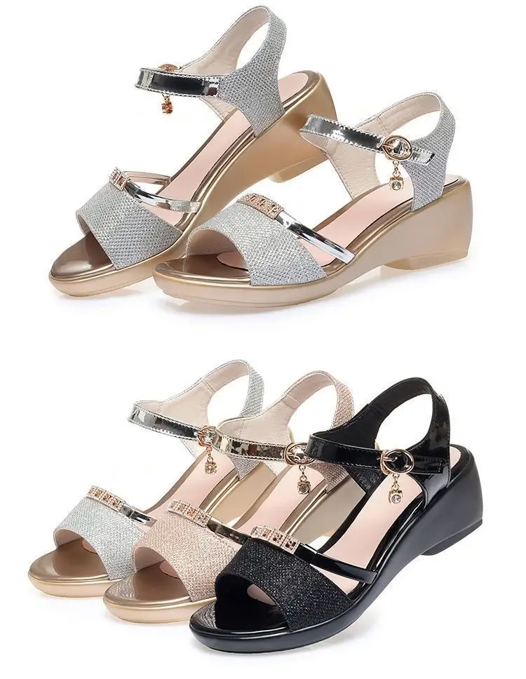 2025 Silver Rhinestone Wedge Sandals for Women — feature 12
