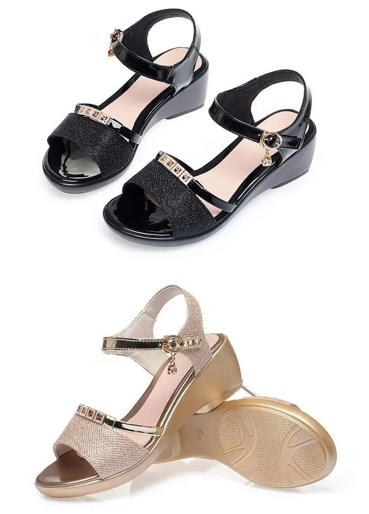 2025 Silver Rhinestone Wedge Sandals for Women — feature 9