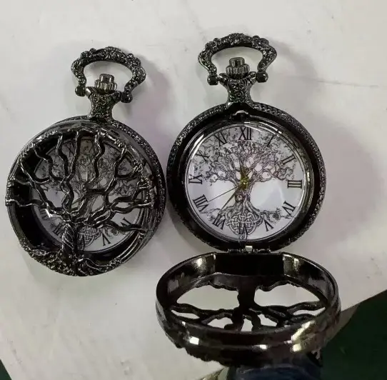 Vintage Gold Plated Pocket Watch with Tree of Life Design — feature 5