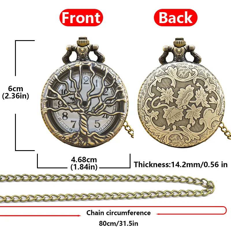 Vintage Gold Plated Pocket Watch with Tree of Life Design — feature 6