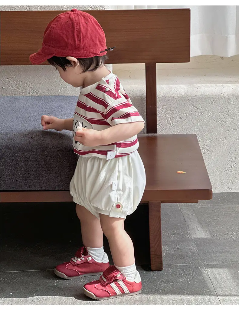 Boys Striped T-Shirt Shorts Set Korean Style 3Pc — feature 13