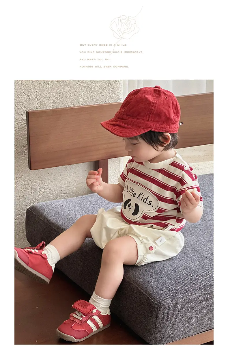 Boys Striped T-Shirt Shorts Set Korean Style 3Pc — feature 14