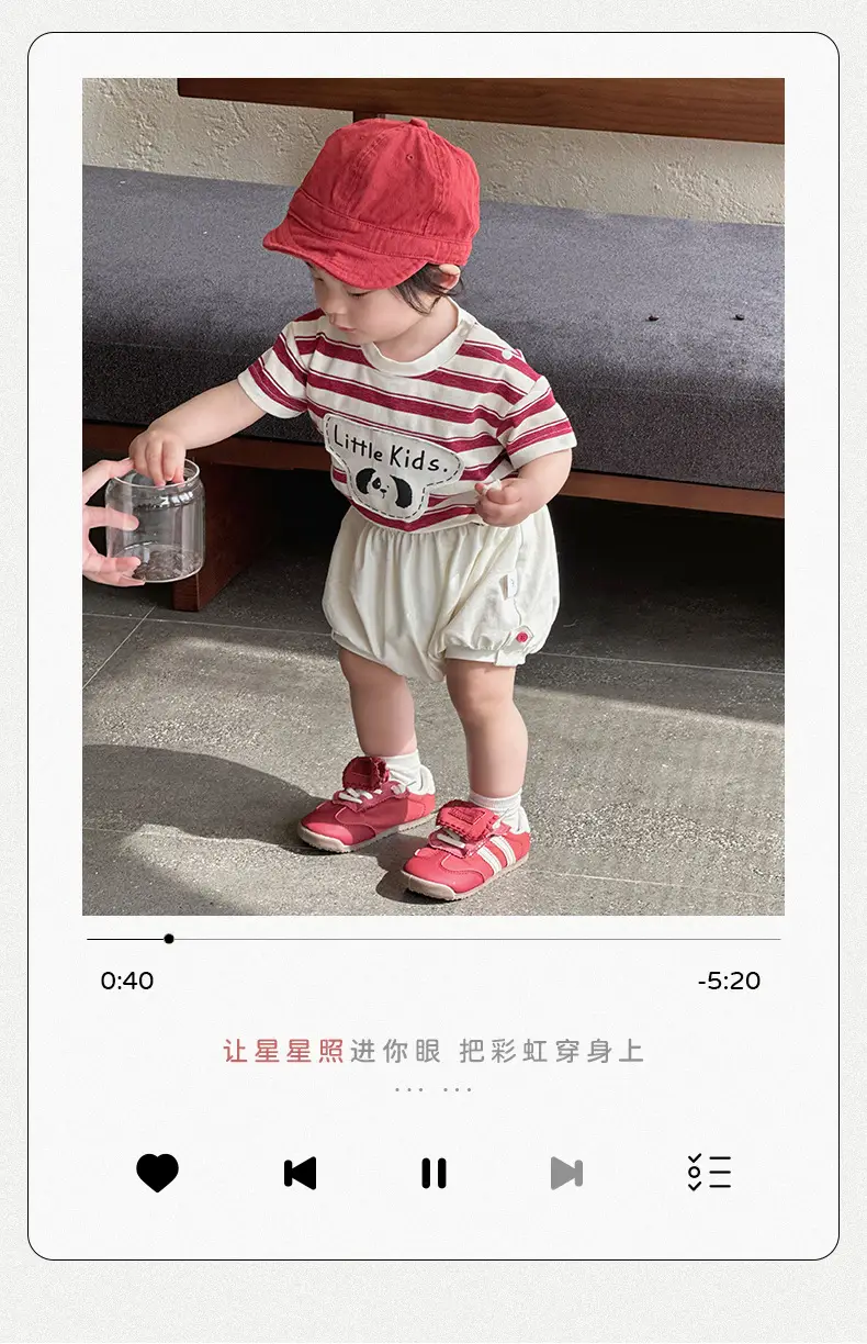 Boys Striped T-Shirt Shorts Set Korean Style 3Pc — feature 2