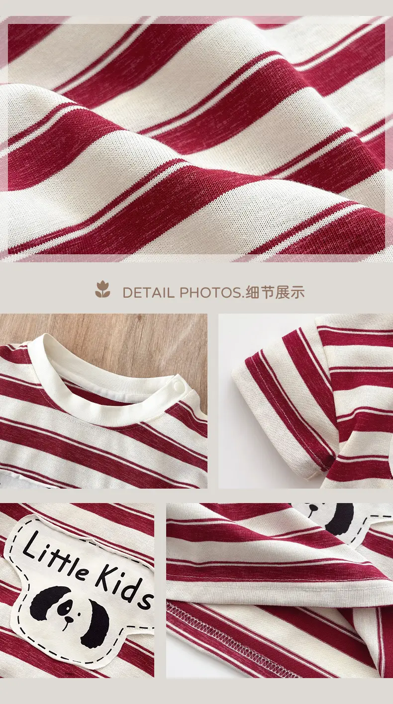 Boys Striped T-Shirt Shorts Set Korean Style 3Pc — feature 3