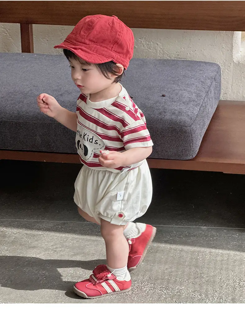 Boys Striped T-Shirt Shorts Set Korean Style 3Pc — feature 8