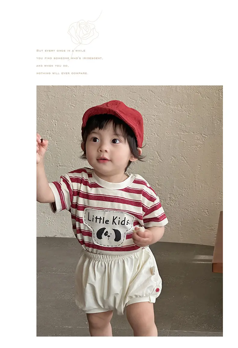 Boys Striped T-Shirt Shorts Set Korean Style 3Pc — feature 9