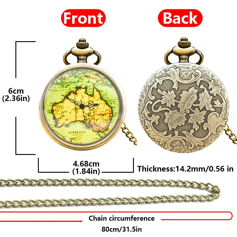 Retro Rendered Gold Pocket Watch with Australian Map - Image 2