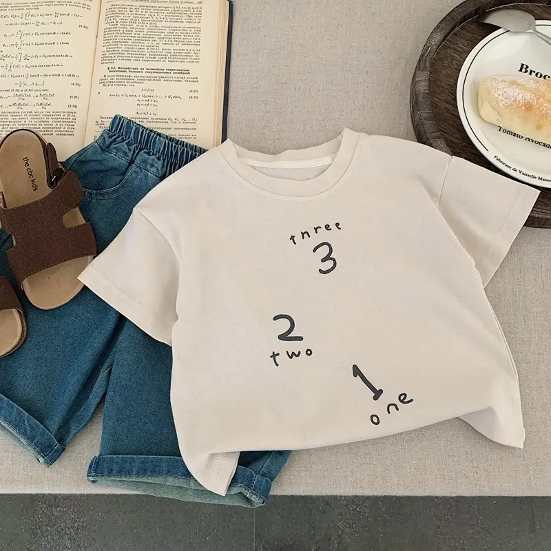 Boys T-shirt Red White Cotton Summer Wear — feature 8