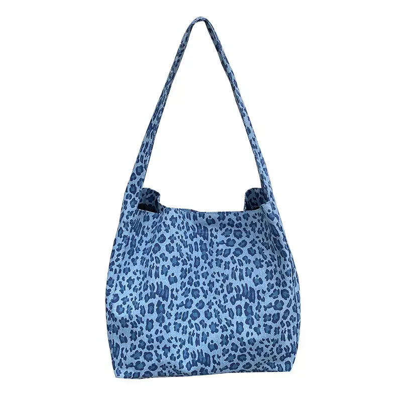 Blue Leopard Print Women's Shoulder Bag Large Capacity - Image 6
