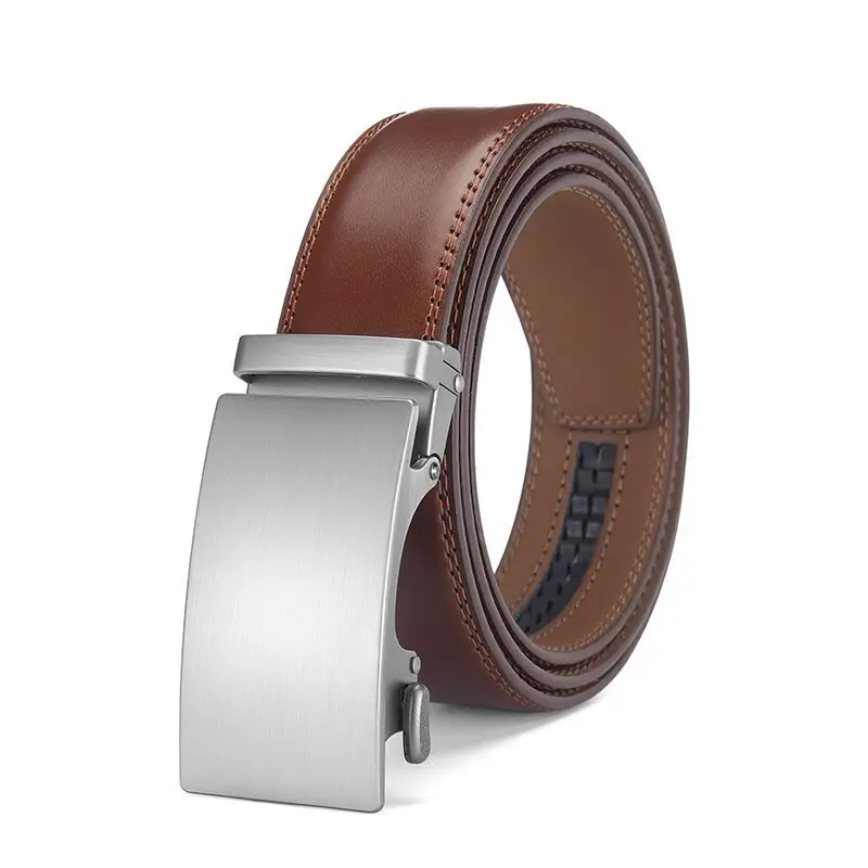 Men's Automatic Buckle Leather Belt with Red Ribbon - Image 13