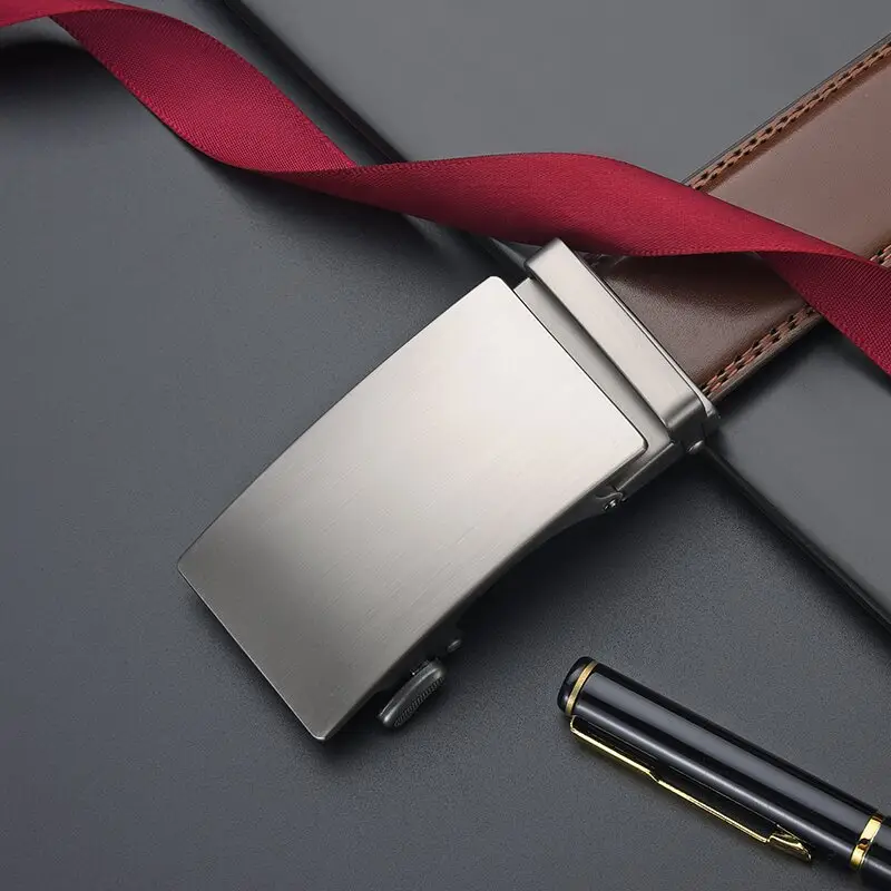 Men's Automatic Buckle Leather Belt with Red Ribbon — feature 18