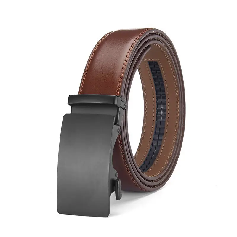 Men's Automatic Buckle Leather Belt with Red Ribbon — feature 5