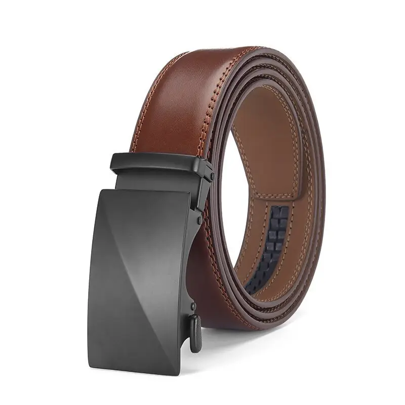 Men's Automatic Buckle Leather Belt with Red Ribbon — feature 6