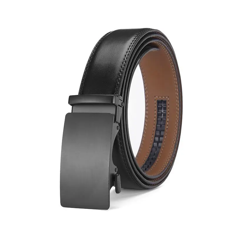 Men's Automatic Buckle Leather Belt with Red Ribbon — feature 7