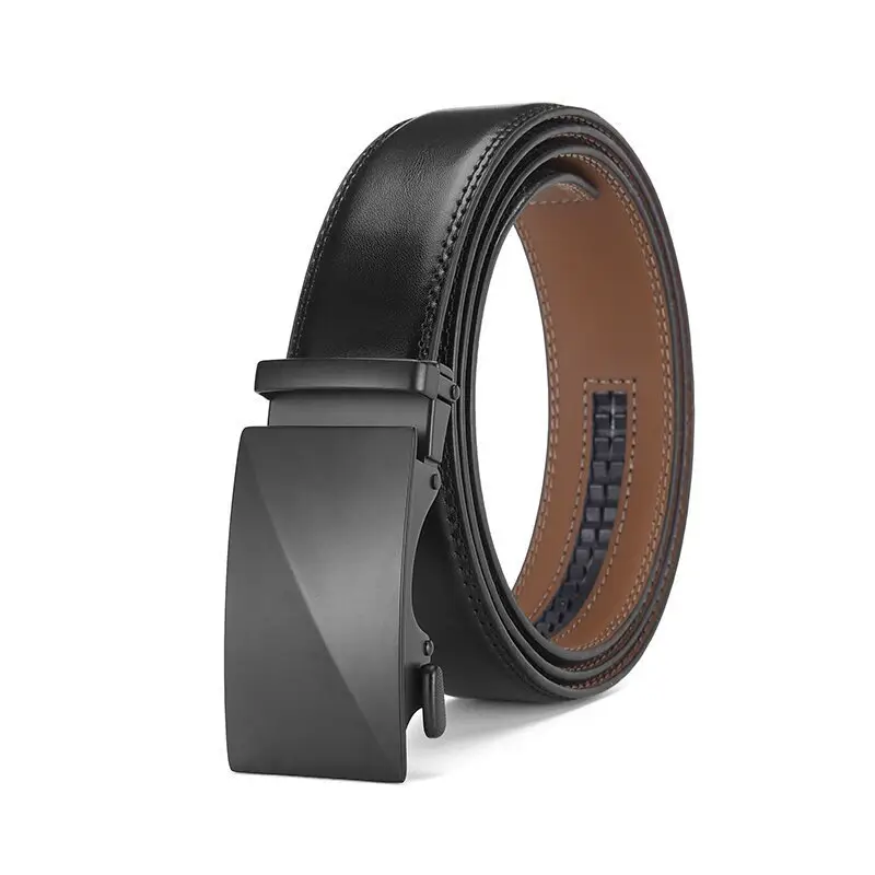 Men's Automatic Buckle Leather Belt with Red Ribbon — feature 8