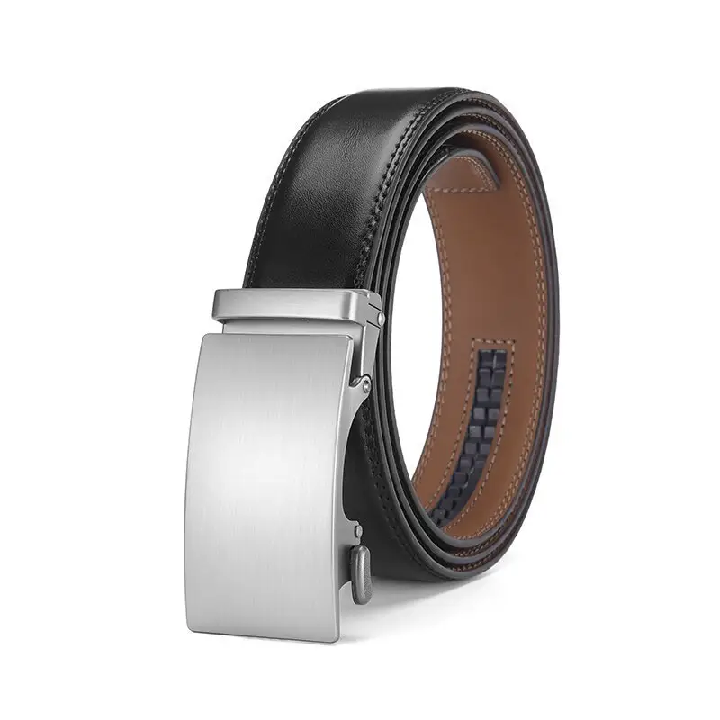 Men's Automatic Buckle Leather Belt with Red Ribbon - Image 3