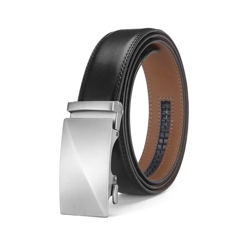 Men's Automatic Buckle Leather Belt with Red Ribbon - Image 4