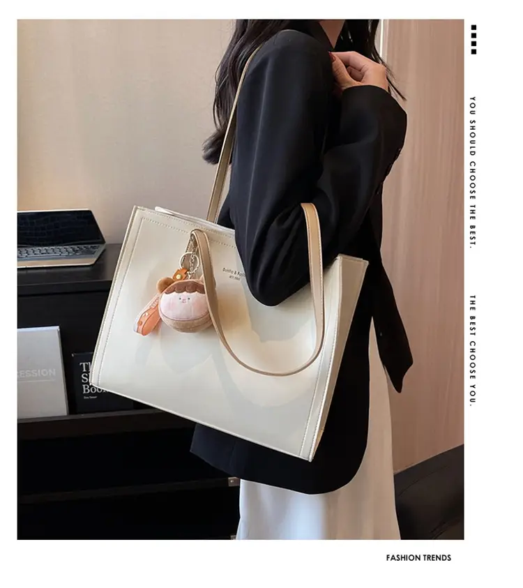 Women's Large Capacity Beige Tote Bag 2025 Spring Summer — feature 1