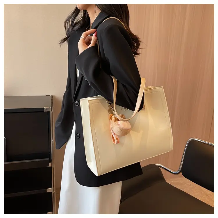 Women's Large Capacity Beige Tote Bag 2025 Spring Summer — feature 9