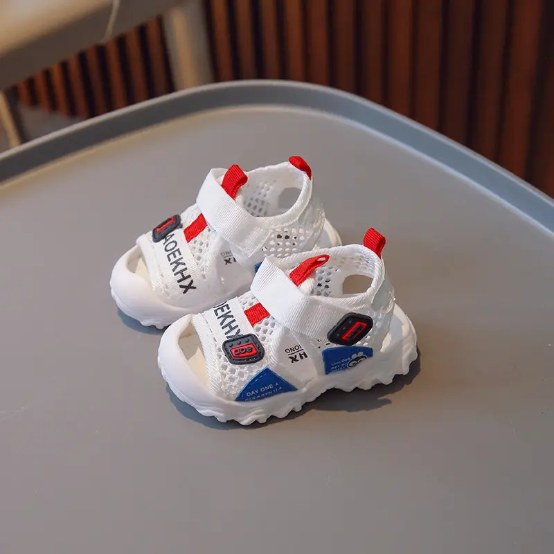 Baby Sandals White Red 1-2Yrs Anti-Slip Fly Woven